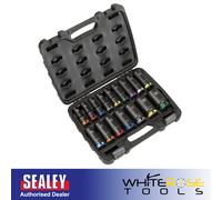 Sealey Premier Lock-On™ Deep Impact Socket Set 1/2"Sq Drive 16pc 10-32mm Metric