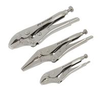 Sealey Locking Plier Adjustable Wrench 3pc Set Premier Spanners AK6876