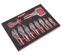 Sealey Premier Locking Pliers Set with Foam Tray 10pc - AK6802