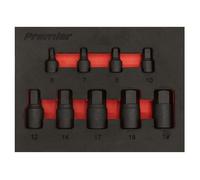 Sealey AK5525 Low Profile Impact Hex Socket Bit Set 1/4in & 3/8in Sq Drive 9Pc - Metric