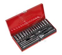 Sealey Premier Metric/Imperial Socket Set 1/4"Sq Drive 41pc