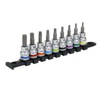 Sealey Socket Bit Set AK6251 TRX-Star 9pc Colour Coded 3/8" Sq Drive Platinum Series