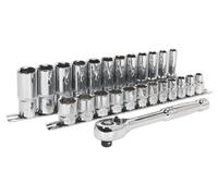 Sealey Premier Ratchet Wrench & Socket Set 3/8"Sq Drive 25pc