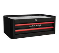 Mid-Box 2 Drawer Retro Style - Black with Red Anodised Drawer Pulls