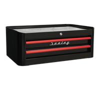 Sealey AP28102BR Mid-Box 2 Drawer Retro Style - Black With Red Anodised Drawer Pulls