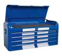 Topchest 4 Drawer Wide Retro Style - Blue with White Stripes