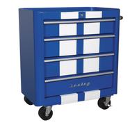 Sealey AP28204BWS Rollcab 4 Drawer Retro Style- Blue with White St...