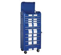 Sealey AP28COMBO2BWS Retro Style Topchest Mid-Box & Rollcab Combination 10 Drawer Blue/White Stripes