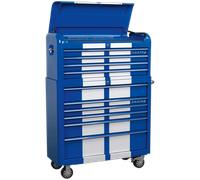 Sealey Premier Retro Style Wide 10 Drawer Roller Cabinet and Tool Chest Blue / W