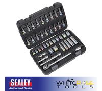 Sealey Premier Socket & Bit Set 3/8"Sq Drive 42pc Ratchet Wrench 8-24mm Metric
