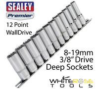 Sealey Premier Socket Set Deep WallDrive 12 Piece 3/8" Drive 12 Point 8-19mm