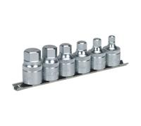 Sealey Hex Socket Bit Set AK6561 - 6pc Stubby Metric, 1/2" Sq Drive with Rail