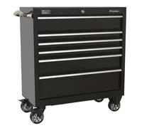 Sealey PTB93006 Premier™ Heavy-Duty Rollcab 930mm 6 Drawer - Black