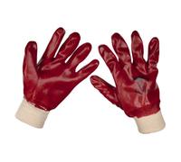 Sealey General-Purpose PVC Gloves 9106XL/12 – Knitted Wrist, Waterproof, Red XL Pack of 12
