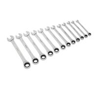 Sealey Ratchet Combi Spanner Set Chrome Vanadium Steel 12 Pieces Metric S0634