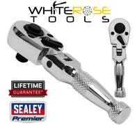 Sealey Ratchet Handle Socket Wrench Flexi Head Stubby 110mm 1/4" Drive 72 Tooth