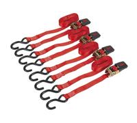 Sealey Ratchet Strap Polyester Webbing with S-Hooks 25mm x 4m 800kg Breaking Str