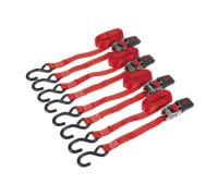Sealey Ratchet Tie Down 25mm x 4m Polyester Webbing with S Hooks 800kg Load Test