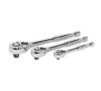Sealey Ratchet Wrench Set 3pc Pear Head Flip Reverse 1/4" 3/8" and 1/2"D AK6672