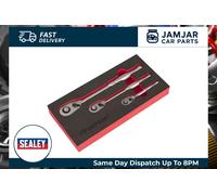 SEALEY Ratchet Wrench Set 3PC Pear-Head Flip Reverse Chrome Vanadium EVA Tray