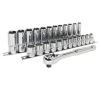 Sealey Ratchet Wrench & Socket Set 25Pc 3/8"sq Drive Ak66722