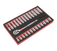Sealey AK66723 Premier Ratchet Wrench & Socket Set 1/2"Sq Drive 27pc