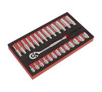 Sealey Ratchet & Socket Set AK66721 27pc 1/4" Sq Drive Foam Module