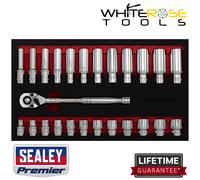 Sealey Ratchet Wrench & Socket Set Premier 25pc 3/8"Sq Drive Standard Deep