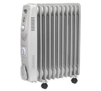 Sealey RD2500T Oil Filled Radiator 2500W/230V 11 Element with Timer