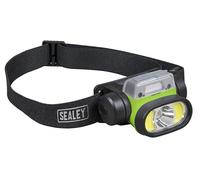 Sealey Rechargeable Head Torch with Auto-Sensor, 5W & 3W COB LED, 400lm - HT400LED, Black/Green