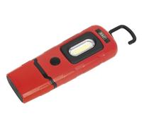 Sealey Rechargeable Inspection Lamp 3W COB LED + LED Torch Li-Po Battery - RED