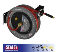 Sealey Retractable Air Hose Line Metal Reel 15m 10mm Diameter ID Rubber Hose
