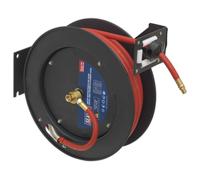 Sealey Retractable Air Hose Metal Reel 15 Metre 10mm ID Rubber Hose SA841