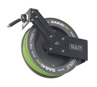 Sealey Retractable Air Hose Metal Reel 15mtr Ø10mm ID High Vis TPR Hose