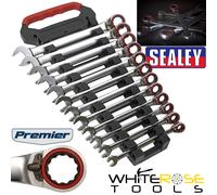 Sealey Reversible Ratchet Combination Spanner Set 12pc 8-19mm 100T Open End Ring