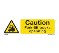 Sealey Rigid Plastic Caution Fork Lift Trucks Sign 300mm 100mm Standard