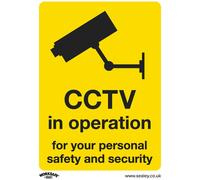 Sealey Rigid Plastic CCTV in Operation Sign 75mm 100mm Standard
