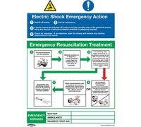 Sealey Rigid Plastic Electric Shock Emergency Action Sign 450mm 600mm Standard