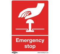 Sealey Rigid Plastic Emergency Stop Sign Pack of 10 75mm 100mm Standard