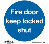 Sealey Rigid Plastic Fire Door Keep Locked Shut Sign Pack of 10 80mm 80mm Standard
