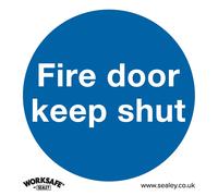 Mandatory Safety Sign - Fire Door Keep Shut - Rigid Plastic - Pack of 10