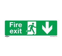 Sealey SS22P10 Safe Conditions Safety Sign - Fire Exit (Down) - Rigid Plastic - Pack Of 10