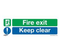 Sealey Rigid Plastic Fire Exit Keep Clear Large Sign Pack of 10 600mm 200mm Standard