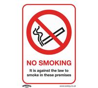 Sealey Rigid Plastic No Smoking On Premises Sign 150mm 210mm Standard
