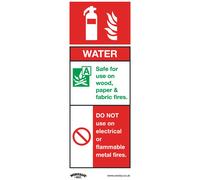 Sealey Rigid Plastic Water Fire Extinguisher Sign 75mm 210mm Standard
