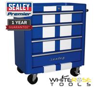 Sealey AP28204BWS Rollcab 4 Drawer Retro Style- Blue with White St...