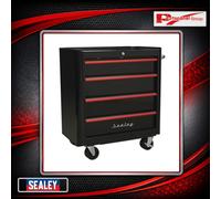 Sealey Rollcab 4 Drawers Retro Style Black With Red Pulls Tool Chest AP28204BR