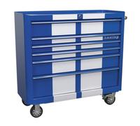 Sealey Rollcab 6 Drawer Wide Retro Style - Blue with White Stripes AP41206BWS
