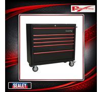 Sealey Rollcab 6 Drawers Wide Retro Black W/ Drawer Pulls Tool Storage AP41206BR