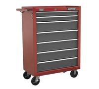 Sealey Rollcab 7-Drawer – Ball-Bearing Slides – Red/Grey